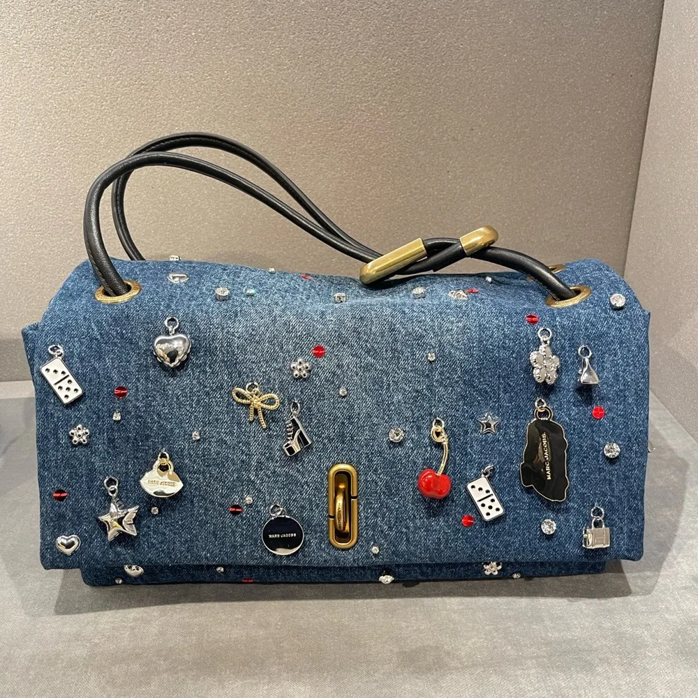 Marc Jacobs THE TRINKET CHARM DENIM LARGE DUAL BAG - Picture 1 of 6